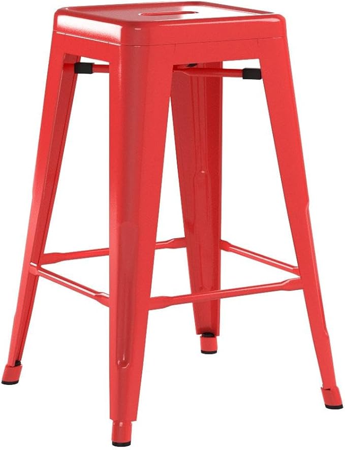 Devoko Metal Bar Stools 24" Indoor Outdoor Stackable Barstools Modern Style - Image 5