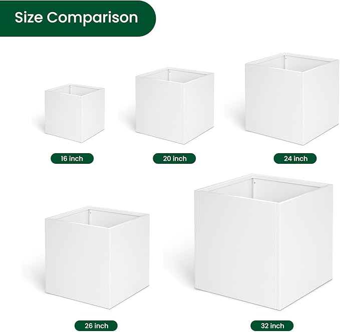 White Steel Planter Square Outdoor Planters Galvanized Steel Planter Box 24 - Image 9