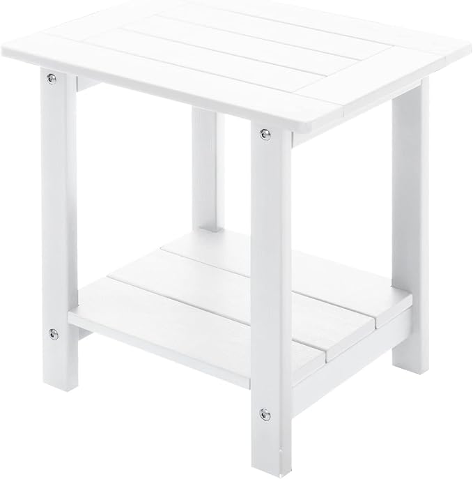 Double Adirondack Outdoor Side Table Weather Resistant, Patio Rectangular End by Meluvici