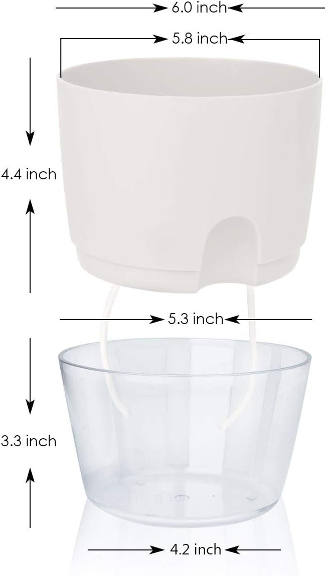 Vanavazon 6 Inch Self Watering Planter Pots - Image 3