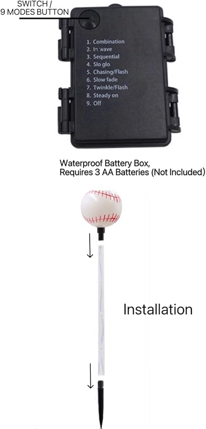 Battery Powered Garden Sports Ball Theme Party Stake Lights Baseball LED - Image 4