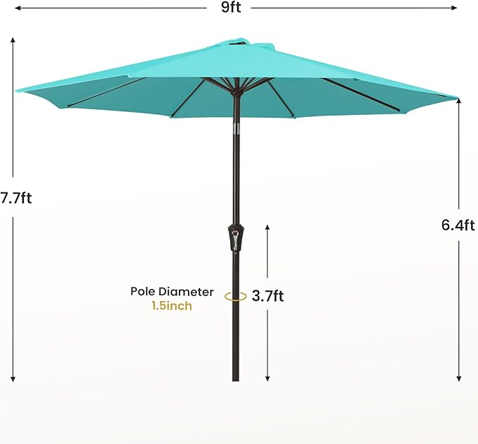 MEWAY 9ft Patio Umbrella Outdoor Table Umbrellas - Image 7