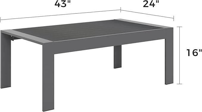 Solaste Aluminum Outdoor Coffee Table, All-Weather Rectangle Metal Patio Coffee - Image 2