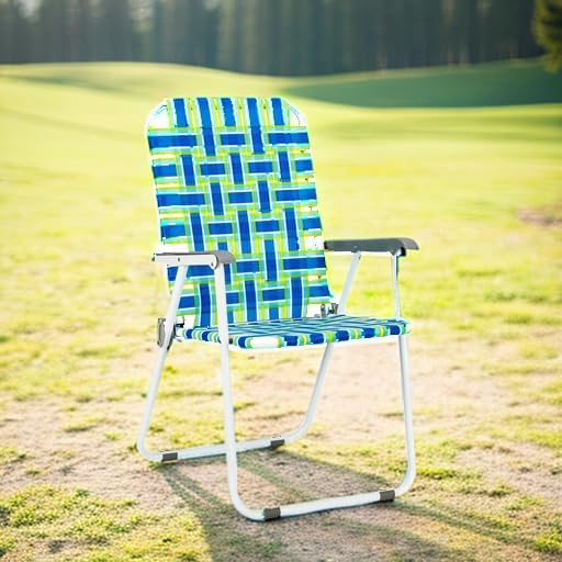 VINGLI Patio Lawn Webbed Folding Chairs Set of 2, Outdoor Beach Portable Lawn - Image 5