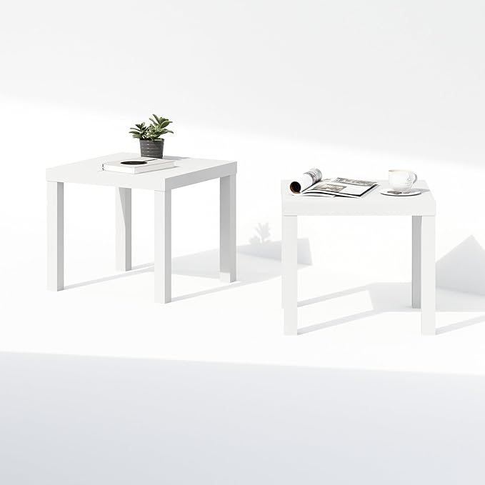 Furinno Classic Coffee Table Set of 2, Square Modern Coffee Table - Image 6