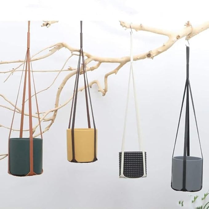 Plant Hangers PU Leather 2Pcs Hanging Planters - Image 4