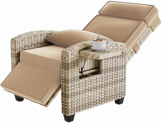 Towallmark Adjustable Rattan Recliner Chair, Patio Lounge Chairs - Image 4