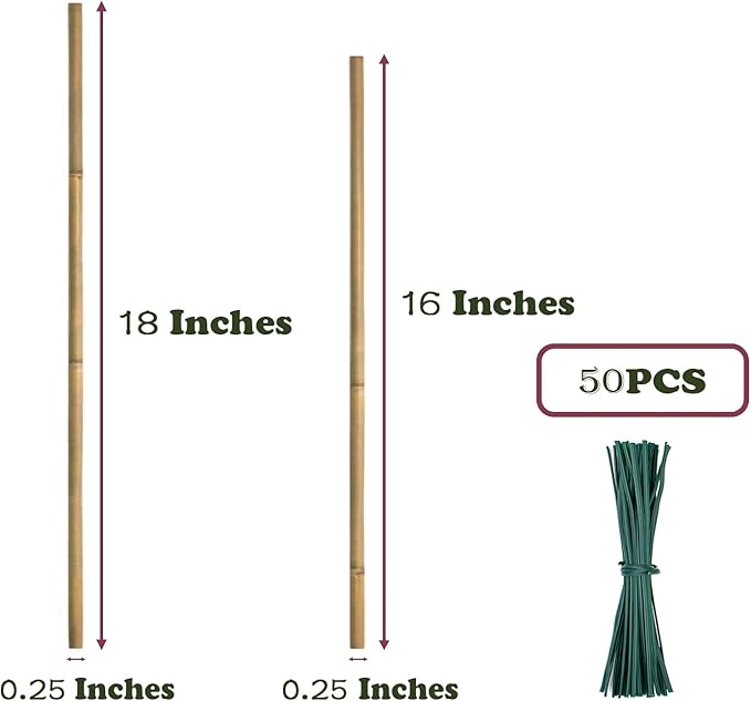 50PCS Plant Stakes, Natural Bamboo Stakes, Garden Stakes - Image 2