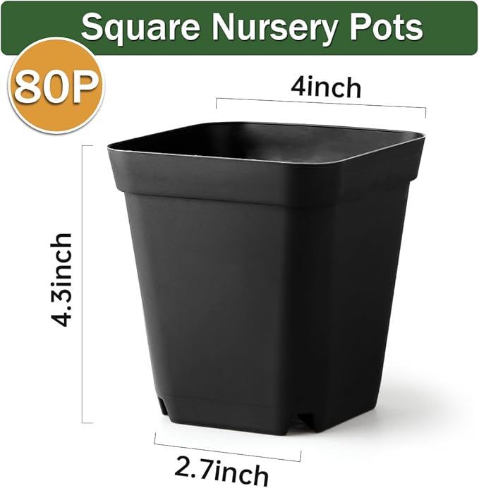80 Pcs Nursery Pots 4 Inch, Plastic Seed Starting Pot - Image 6