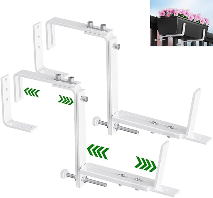 HFHOME Set of 2 Adjustable Window Planter Box Brackets, Planter Shelving by HFHOME