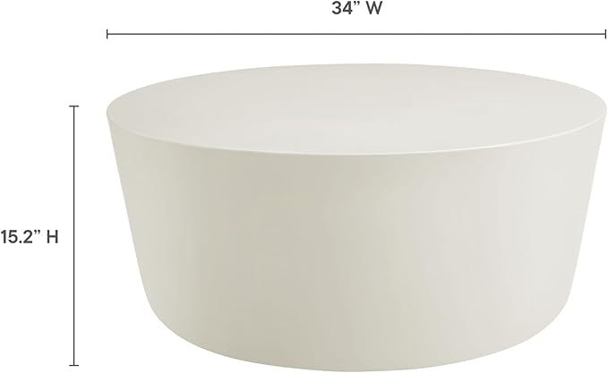 Modway Brion 34 Inch Round Concrete Coffee Table – Indoor/Outdoor Tapered - Image 3