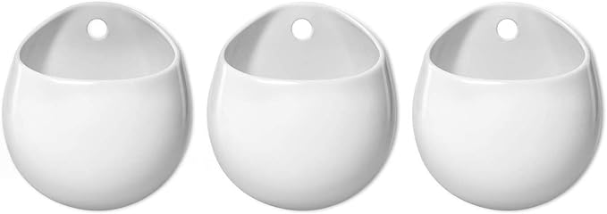 Mkono 4 Inch Wall Mounted Planter Round Ceramic Hanging Plant Holder Decorative - Image 5