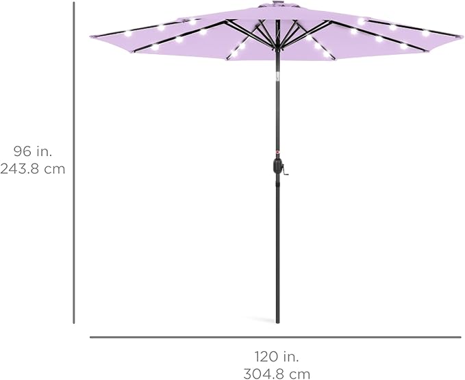 Best Choice Products 10ft Solar Polyester LED Lighted Patio Umbrella w/Tilt - Image 7