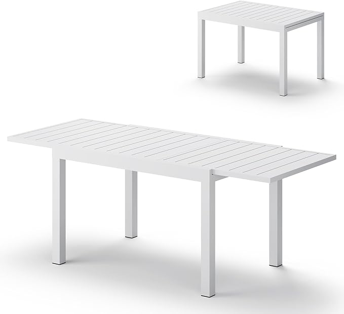 All-Aluminum Expandable Outdoor Patio Dining Table by Oasbira