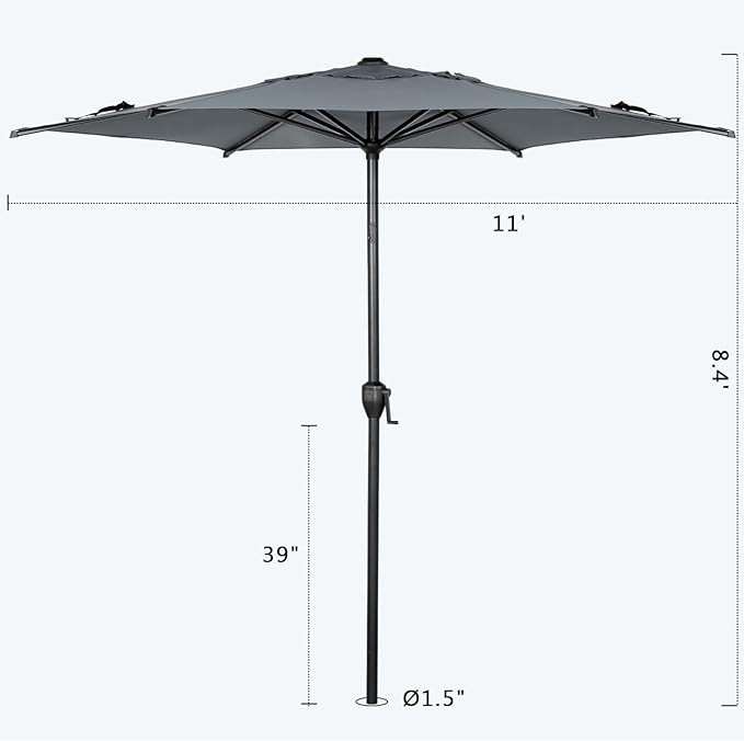 Abba Patio 11FT Lyon Outdoor Patio Umbrella Outdoor Table Umbrella - Image 7