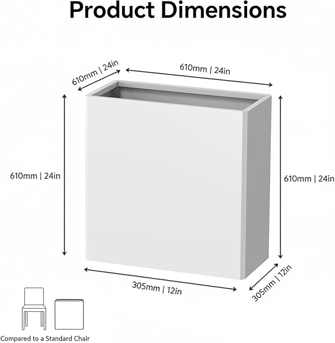 Tall Planters -24X12X24 inch Galvanized Steel Planter Box - Image 3
