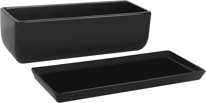 Vencer 14 Inch Rectangular Modern Minimalist Ceramic Succulent Planter Pot - Image 3