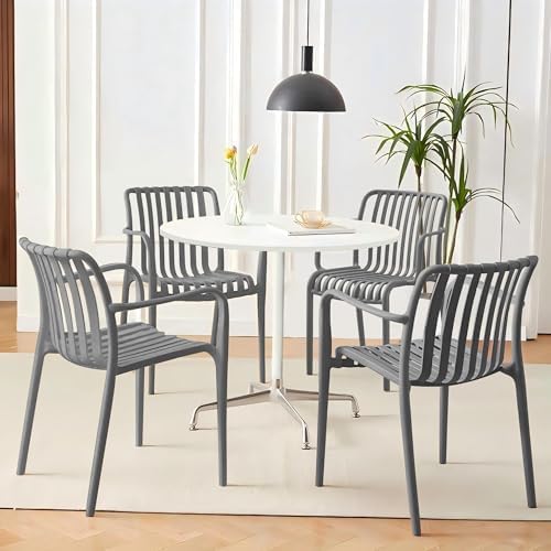Patio Dining Chairs Set of 4, All-Weather Outdoor and Indoor Stackable Chairs by JPBSTO