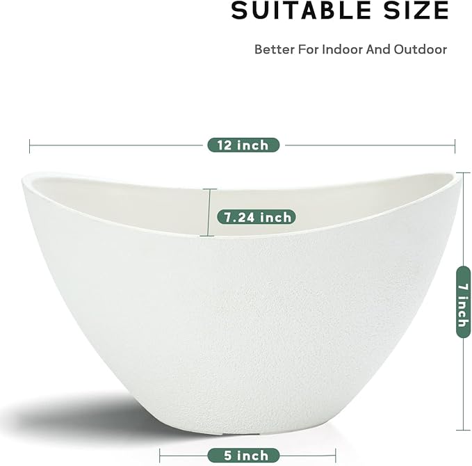 LaDoVita Plant Pots with Drainage Holes, 12 Inch Large Planters - Image 2