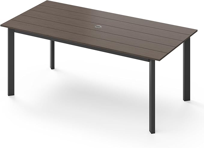 67" Rectangle HDPS Patio Dining Table, Aluminum Outdoor Patio Dining Table by Oasbira