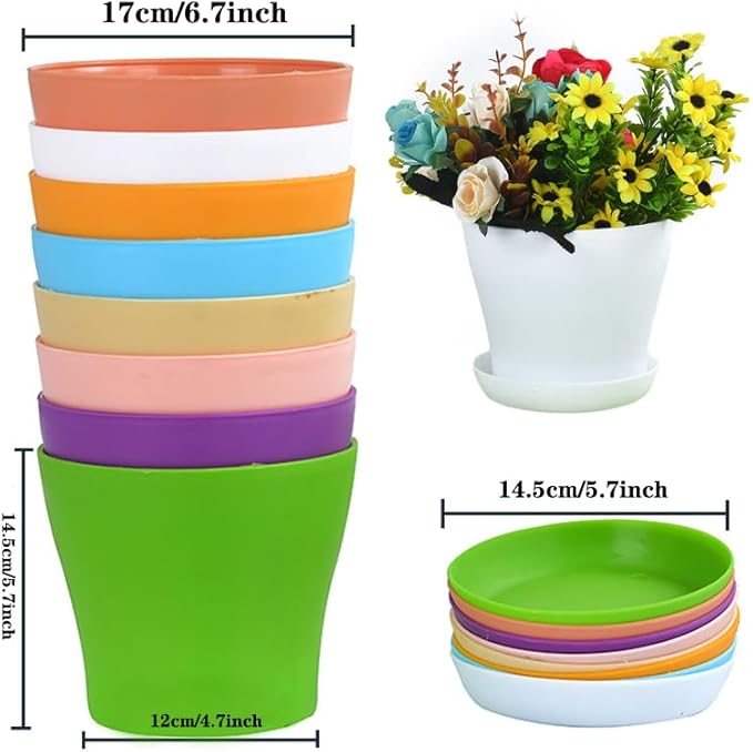 Tergy 20 Pack 7 Inch Plant Pots Bulk Small Plastic Planters Pots - Image 2