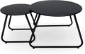 Patio Outdoor Coffee Table Set of 2, Weather Resistant Steel Round End Tables by Meluvici