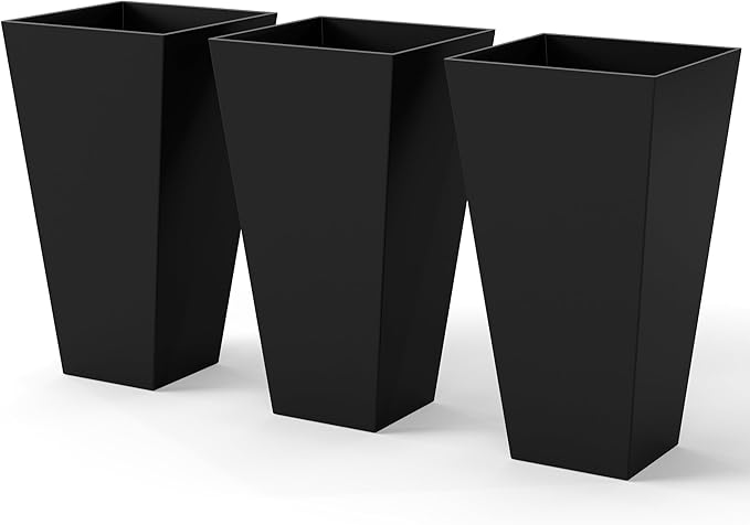 Outsunny Tall Planters for Outdoor Plants Set of 3, 28 in Taper Planters by Outsunny