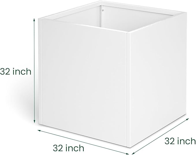 White Steel Planter Square Outdoor Planters Galvanized Steel Planter Box Indoor - Image 2