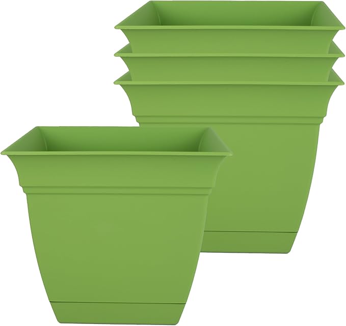 The HC Companies 6 Inch Eclipse Square Planter Pots w/Drainage Holes & Attached by TheHCCompanies