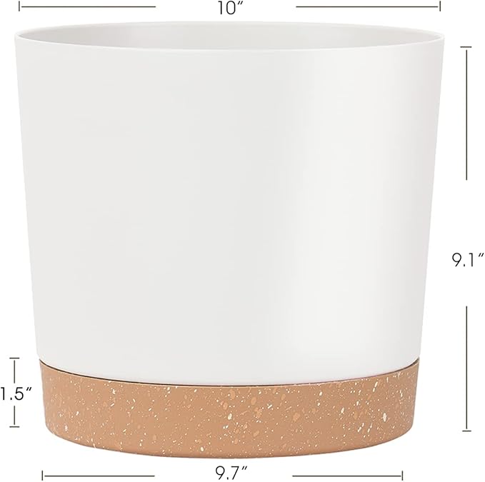 kubvici Plant Pots for Indoor Plants, 2 Pack 10 Inch Plant Pot Plastic Flower - Image 3