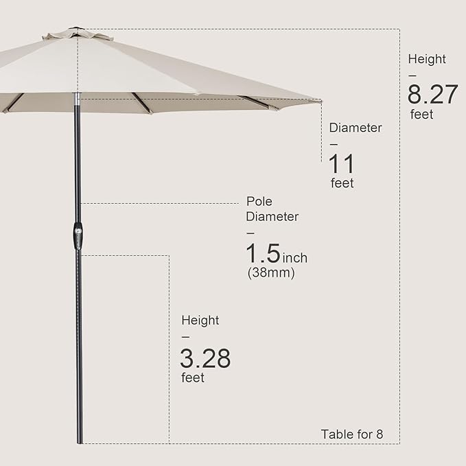 Tempera Patio Market Outdoor Table Umbrella - Image 8