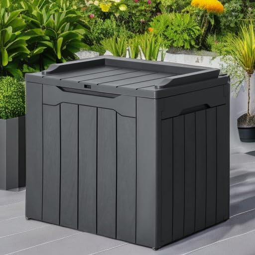 JUMMICO 31 Gallon Resin Deck Box Waterproof Indoor Outdoor Storage Boxes - Image 5