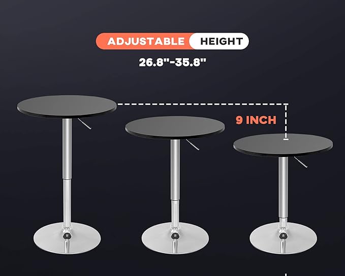 Modern Bar Table Height Adjustable Kitchen Dining Table Round Pub Table Counter - Image 3