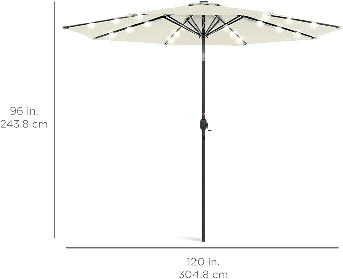 Best Choice Products 10ft Solar Polyester LED Lighted Patio Umbrella w/Tilt - Image 7