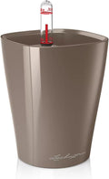 Lechuza MINI-DELTINI Shiny Taupe High Gloss, Self-Watering Small Indoor Planter by LECHUZA