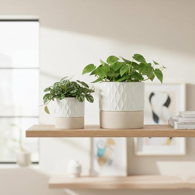 Nihow Self Watering Plant Pot for Indoor Plants: 4.5+6 Inch Ceramic Planter - Image 7