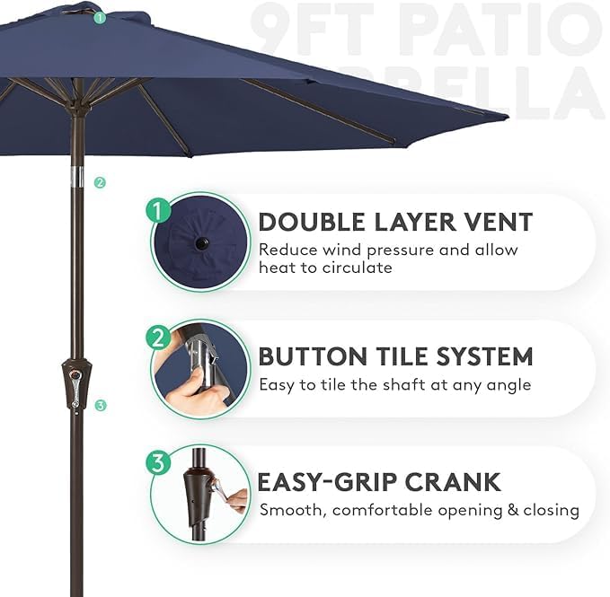 JEAREY 9FT Outdoor Patio Umbrella Outdoor Table Umbrella - Image 2
