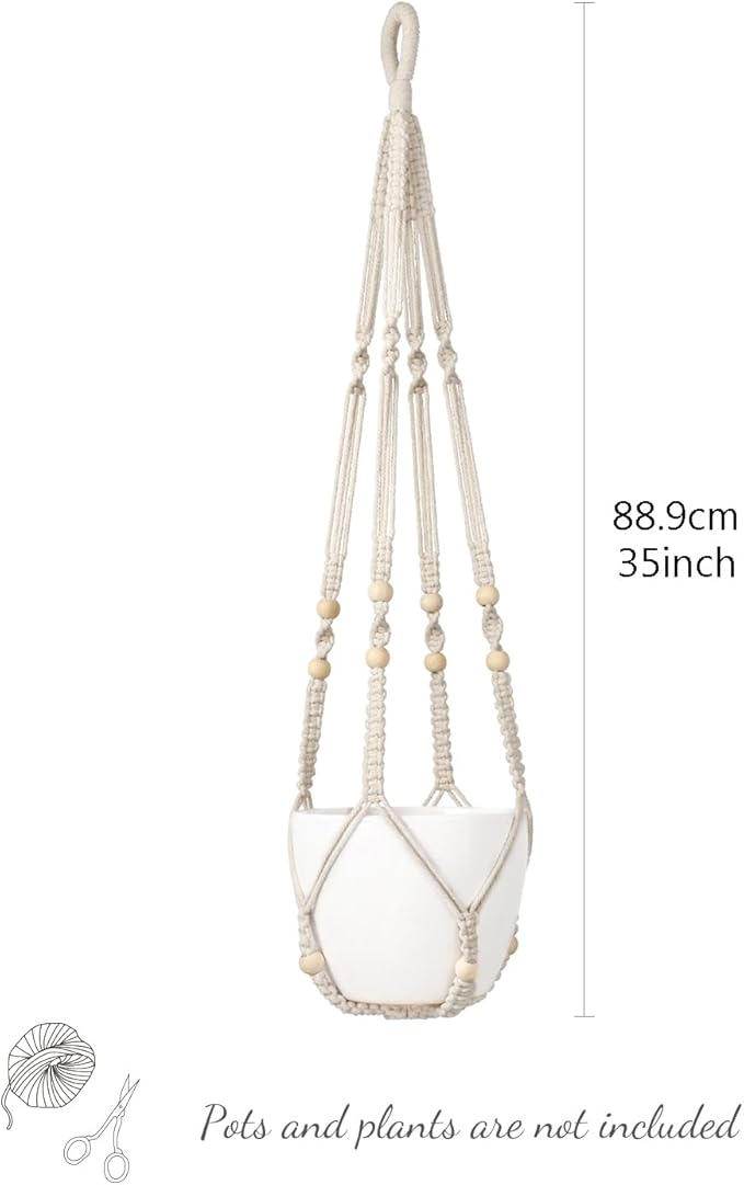 Mkono Macrame Plant Hanger Indoor Hanging Planter Basket - Image 6