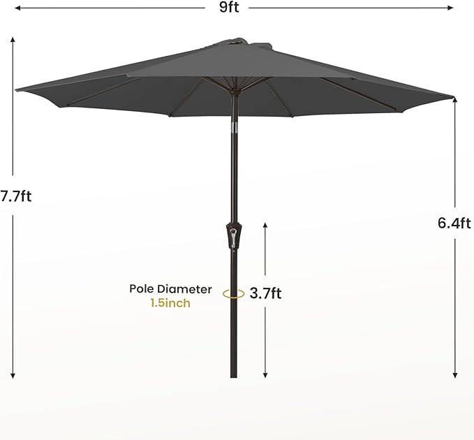 MEWAY 9ft Patio Umbrella Outdoor Table Umbrellas - Image 7