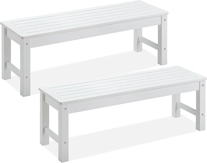 Psilvam Outdoor Bench, Two Person Poly Lumber Porch Bench, Weatherproof Garden by PsilvamGardenFurniture