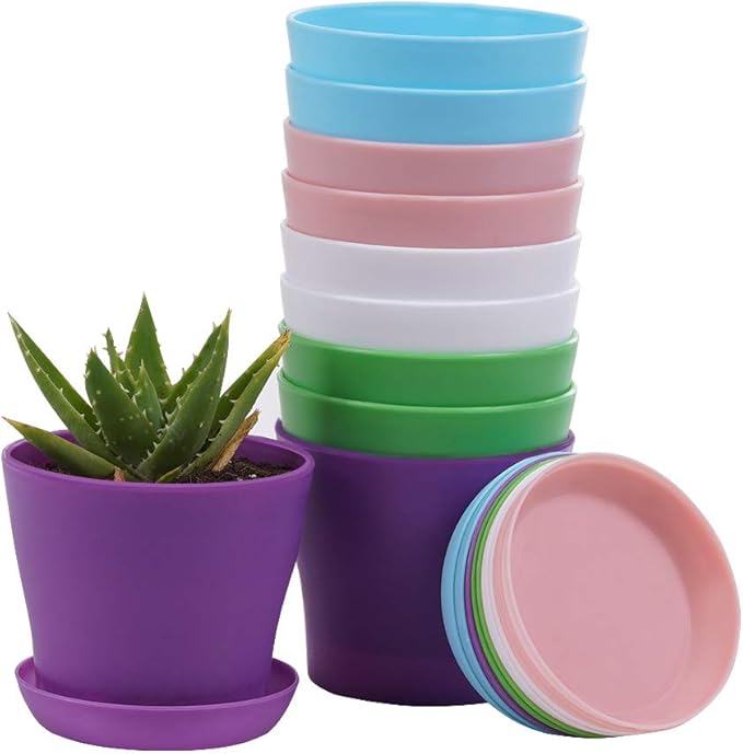 TDHDIKE 10 Pcs Plastic Planters Indoor Pots, Mini Flower Seedlings Nursery by TDHDIKE