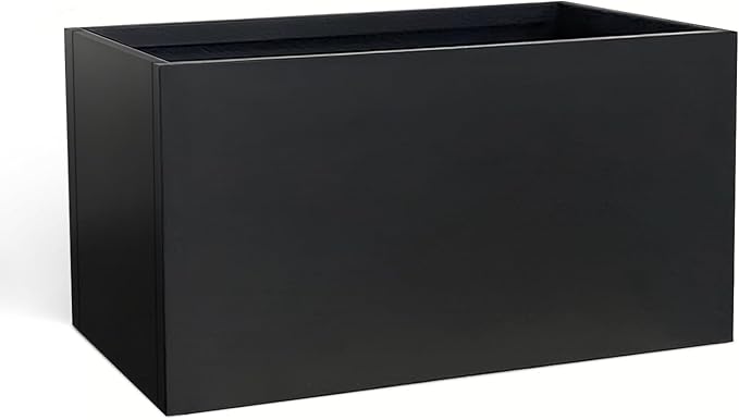 Steel Planter 36" x 12" x 16" Metal Rectangle Outdoor Planter Black Powder by DISCOVERINGBEAUTY