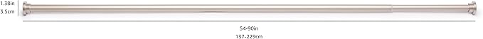 Amazon Basics No Drill Adjustable Indoor Outdoor Tension Curtain Rod, 54-90" - Image 6