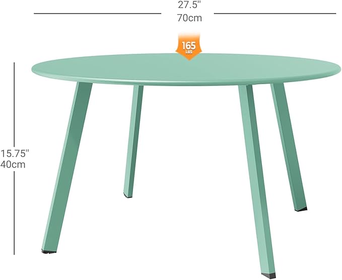 Grand Patio Round Steel Patio Coffee Table, Weather Resistant Outdoor Large - Image 3