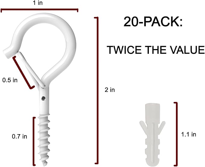 20 Pack Q Hanger Hooks with Safety Buckle, Rustproof Screw Hooks - Image 8