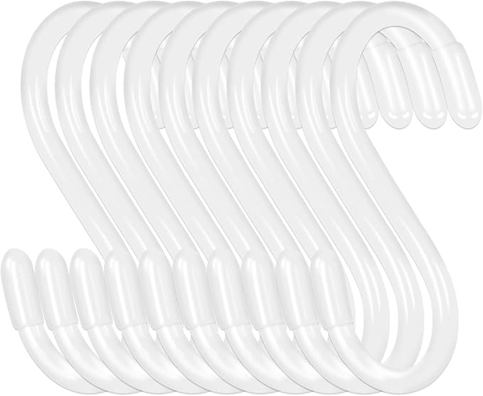30 Pack 3 Inch White S Hooks, Vinyl Coated Heavy Duty S Hook by DINGEEUtilityHook