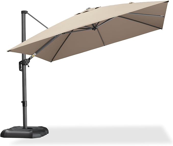 PURPLE LEAF 10 Feet Patio Umbrella Outdoor Cantilever Square Umbrella Aluminum - Image 2