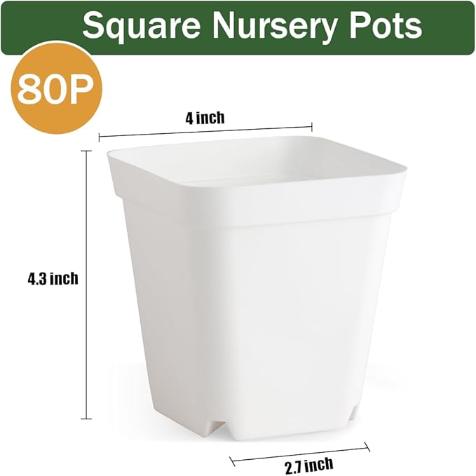 80 Pcs Nursery Pots 4 Inch, Plastic Seed Starting Pot - Image 6