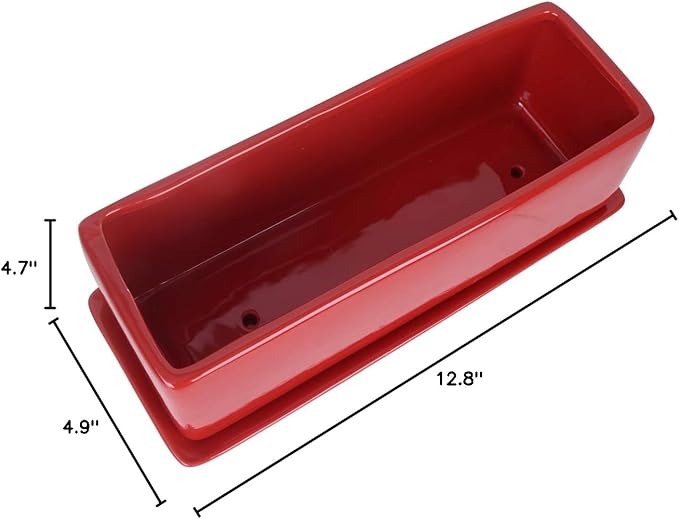 Vencer 12 Inch Rectangular Modern Minimalist Ceramic Succulent Planter Pot - Image 7