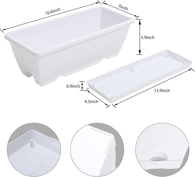 Window Box Planter, 7 Pack Plastic Vegetable Flower Planters Boxes 17 Inches - Image 2
